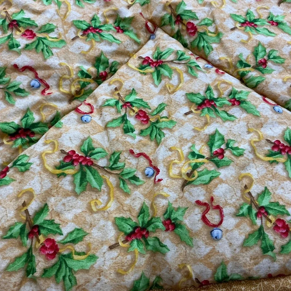 Vintage Christmas Teddy Bear Patchwork Quilt Throw Blanket Love Joy Peace 33x33